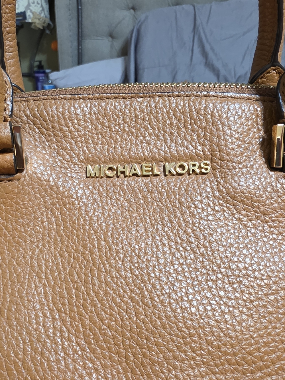 Michael Kors Pebbled Leather Shopper Tote in Cognac
